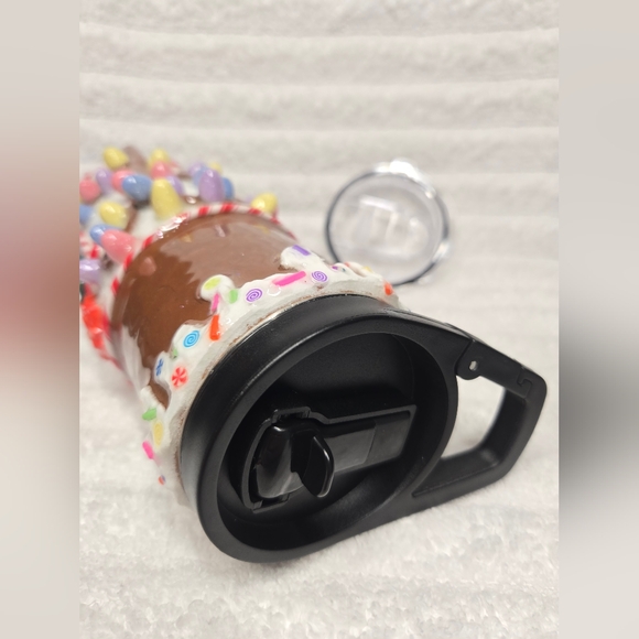 20oz 3d Hand-wash Sculpted Gingerbread Tumbler, glowing windows - Picture 8 of 9